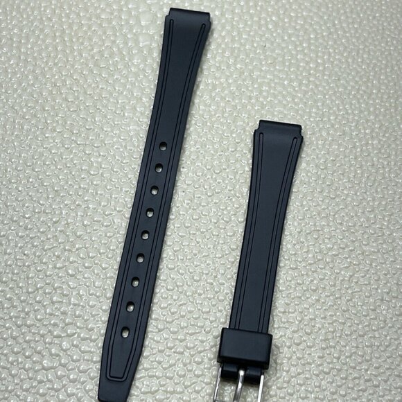 Hadley-Roma 12mm Ladies Black Rubber Sport Diver Watch Strap, Pin Buckle, LS921 - Picture 1 of 2